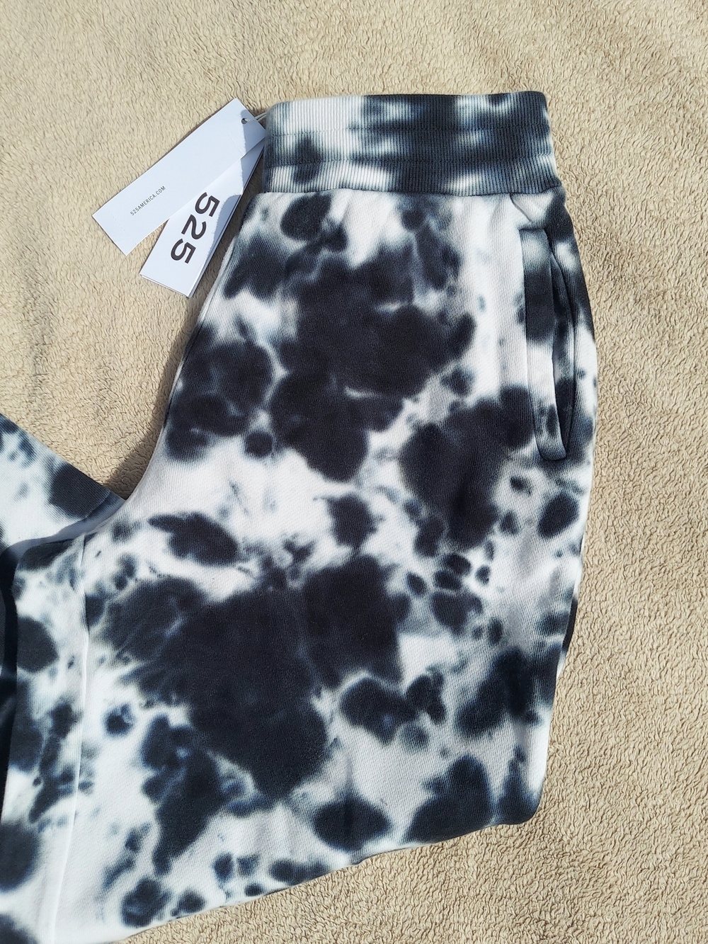 525 America Blue/Black & White Tie-Dye Cotton Joggers Womens Size XS NWT Cozy - Picture 2 of 9